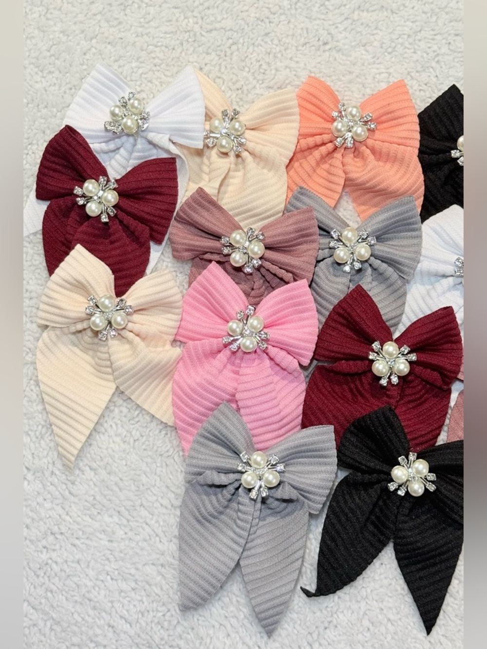 16 Pairs of Hair Ties with Imitation Pearls | Pack of 32 Fabric Tweezers New - Picture 6 of 10